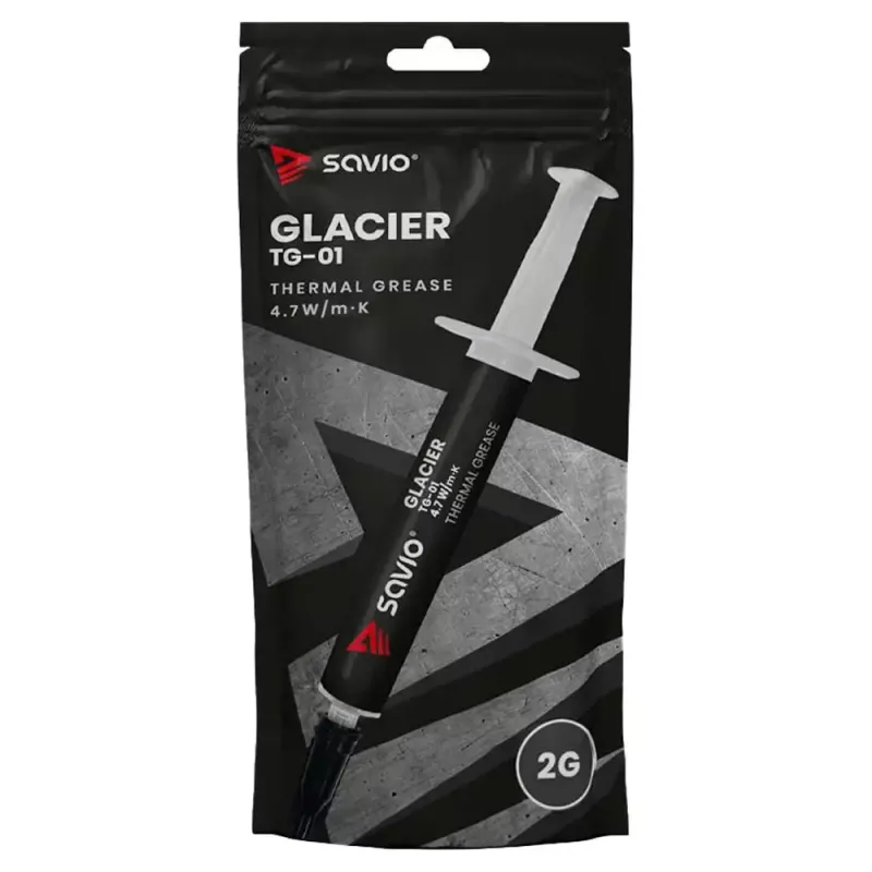 Thermal paste SAVIO TG-01 2G — thermal conductivity 4.7 W/m·K, 2 ml, grey/black