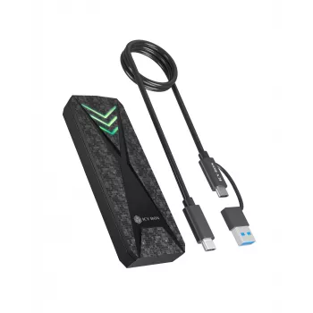 ICY BOX M.2 NVMe SSD enclosure with USB 3.2 Gen 2 Type-C and RGB light