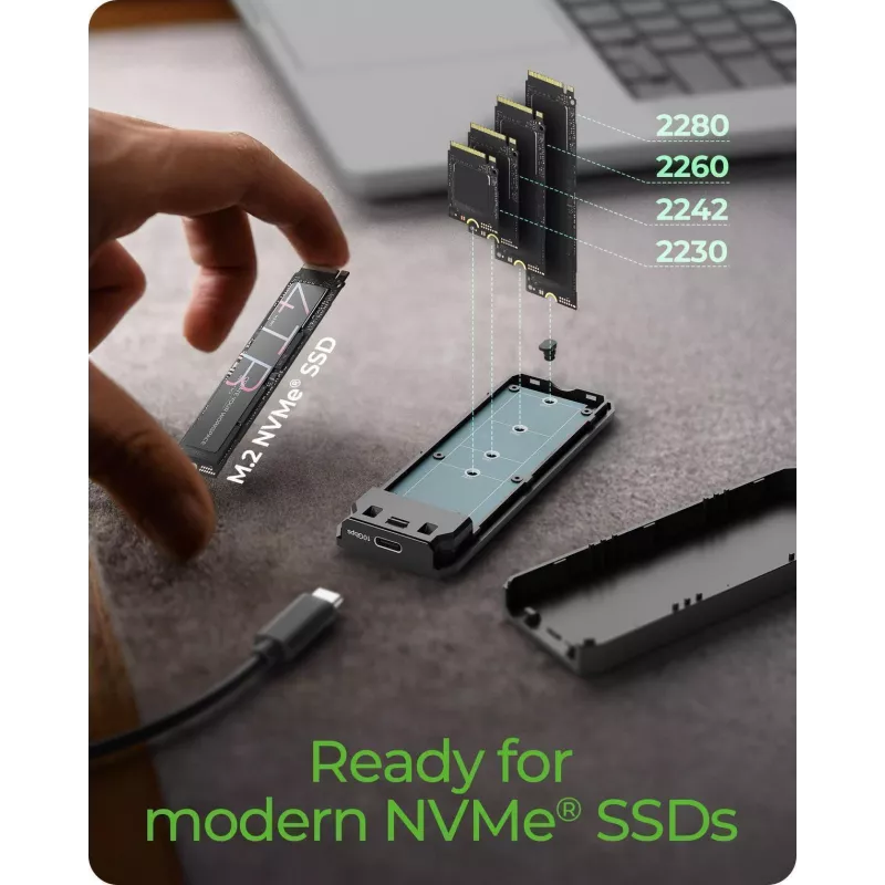 ICY BOX M.2 NVMe SSD enclosure with USB 3.2 Gen 2 Type-C and RGB light