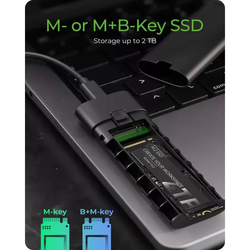 ICY BOX M.2 NVMe enclosure with USB 3.2 Gen 2 Type-C, SSD enclosure, M.2, PCI Express, 10 Gbit/s, Hot-swap, Black