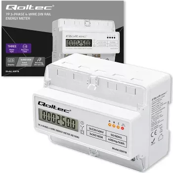 Three-phase DIN rail energy meter QOLTEC 50978 — 400V, 100A