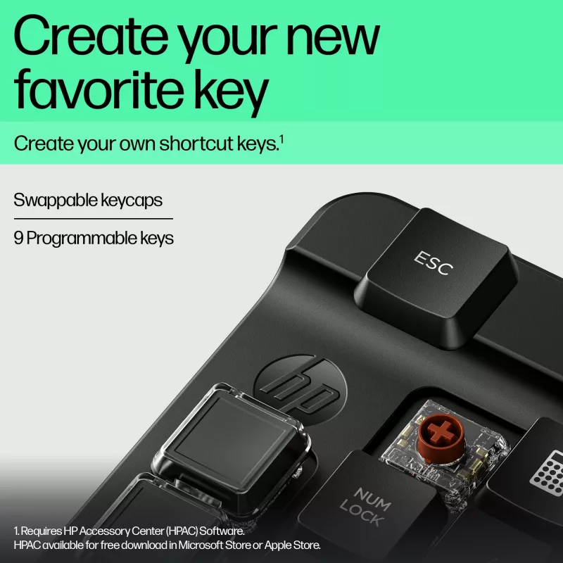 HP 430 Programmable Wireless Keypad, Wireless, Bluetooth, Mechanical, Black