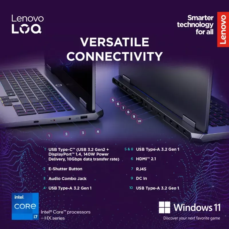 Laptop Lenovo LOQ 17IRX10 17.3 inch FHD IPS i7-13650HX 16GB DDR5 1TB SSD NVIDIA GeForce RTX 5060 8GB Windows 11 Home Luna Grey