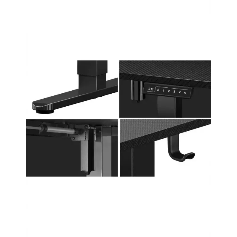 Straight gaming desk Huzaro Hero 8.2 Black MDF rectangular 1200x600 mm, adjustable height 720–1180 mm, 80 kg load