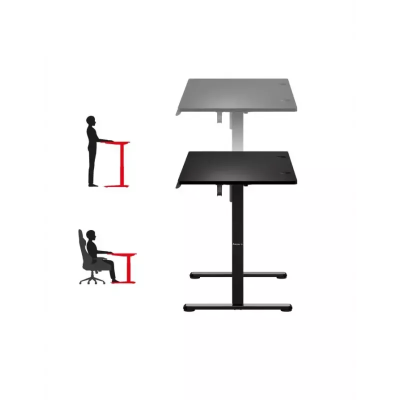 Straight gaming desk Huzaro Hero 8.2 Black MDF rectangular 1200x600 mm, adjustable height 720–1180 mm, 80 kg load