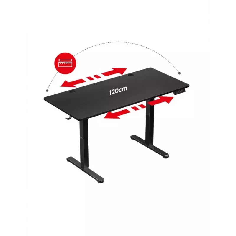 Straight gaming desk Huzaro Hero 8.2 Black MDF rectangular 1200x600 mm, adjustable height 720–1180 mm, 80 kg load