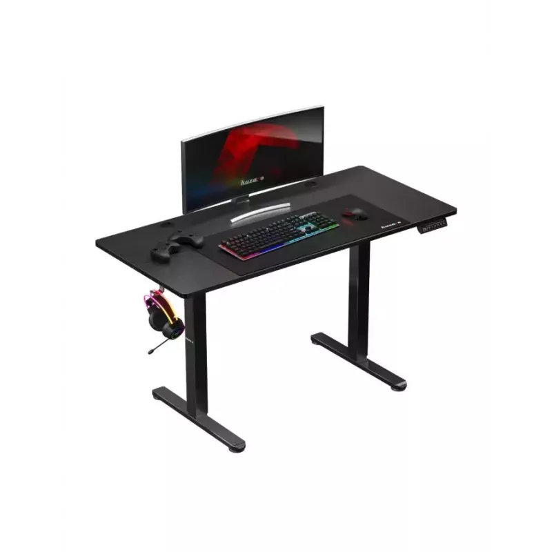 Straight gaming desk Huzaro Hero 8.2 Black MDF rectangular 1200x600 mm, adjustable height 720–1180 mm, 80 kg load
