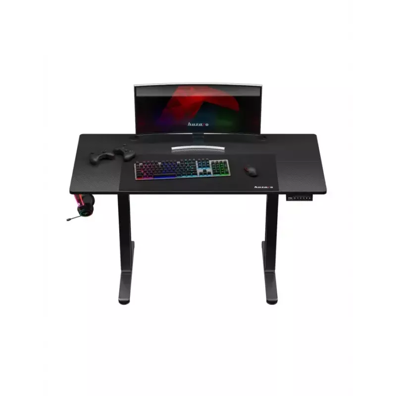 Straight gaming desk Huzaro Hero 8.2 Black MDF rectangular 1200x600 mm, adjustable height 720–1180 mm, 80 kg load