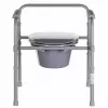 Folding toilet chair ANTAR with armrests, storage box, steel frame, adjustable height 35–50 cm, max load 120 kg, grey