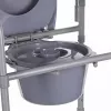 Folding toilet chair ANTAR with armrests, storage box, steel frame, adjustable height 35–50 cm, max load 120 kg, grey