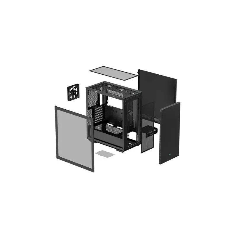 PC case DeepCool CH510 Midi Tower Black — tempered glass, microATX/ATX, supports 360 mm front/top radiators, max GPU 38 cm, PSU bottom, 7 expansion slots