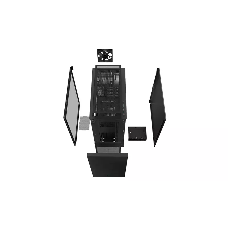 PC case DeepCool CH510 Midi Tower Black — tempered glass, microATX/ATX, supports 360 mm front/top radiators, max GPU 38 cm, PSU bottom, 7 expansion slots