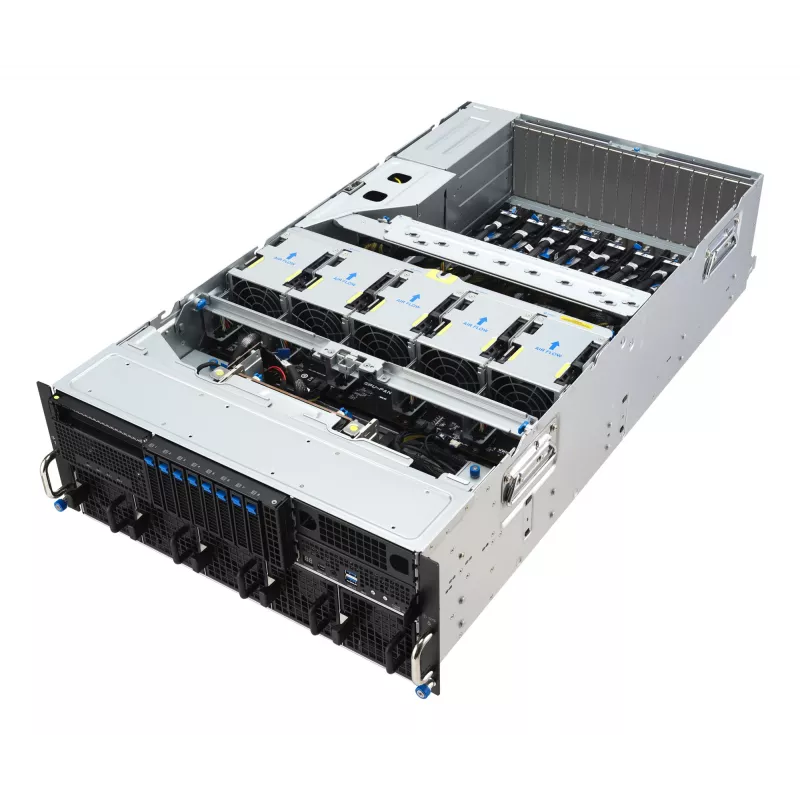 Rack server ASUS ESC8000A-E13 (4U) Silver — LGA 6096, AMD EPYC, DDR5, up to 3 TB, 24 DIMM, 2× CPU, 3200 W PSU