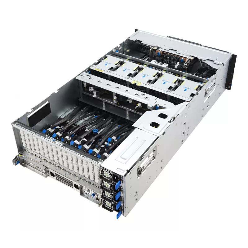 Rack server ASUS ESC8000A-E13 (4U) Silver — LGA 6096, AMD EPYC, DDR5, up to 3 TB, 24 DIMM, 2× CPU, 3200 W PSU
