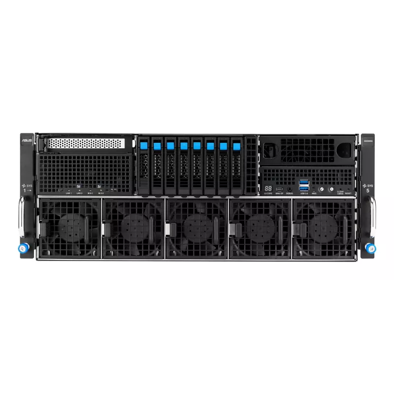 Rack server ASUS ESC8000A-E13 (4U) Silver — LGA 6096, AMD EPYC, DDR5, up to 3 TB, 24 DIMM, 2× CPU, 3200 W PSU