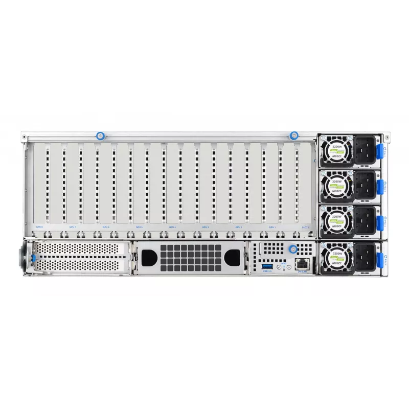 Rack server ASUS ESC8000A-E13 (4U) Silver — LGA 6096, AMD EPYC, DDR5, up to 3 TB, 24 DIMM, 2× CPU, 3200 W PSU