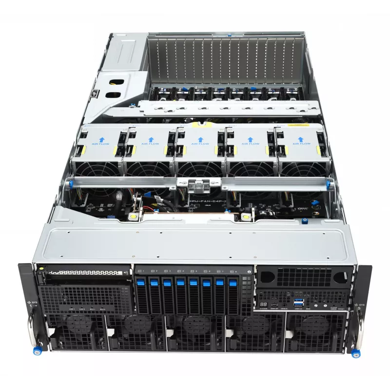 Rack server ASUS ESC8000A-E13 (4U) Silver — LGA 6096, AMD EPYC, DDR5, up to 3 TB, 24 DIMM, 2× CPU, 3200 W PSU