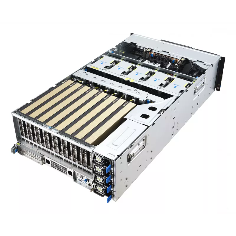 Rack server ASUS ESC8000A-E13 (4U) Silver — LGA 6096, AMD EPYC, DDR5, up to 3 TB, 24 DIMM, 2× CPU, 3200 W PSU