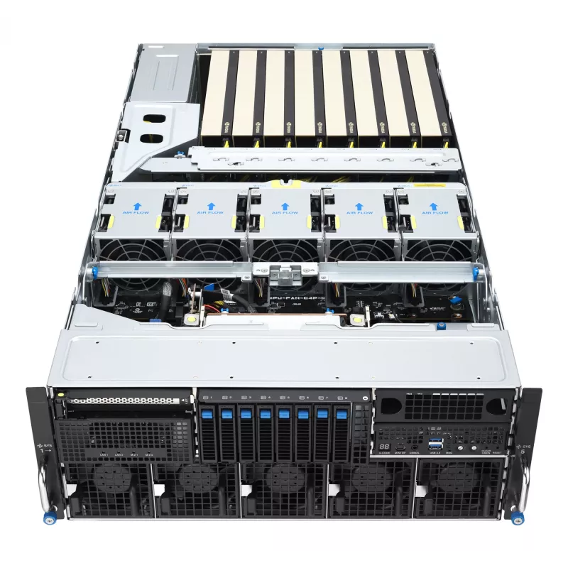 Rack server ASUS ESC8000A-E13 (4U) Silver — LGA 6096, AMD EPYC, DDR5, up to 3 TB, 24 DIMM, 2× CPU, 3200 W PSU