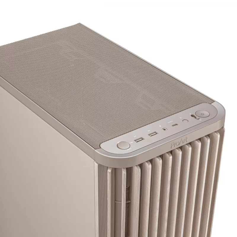 PC case ASUS ProArt PA401 Wood Edition Beige — mid-tower, metal front panel