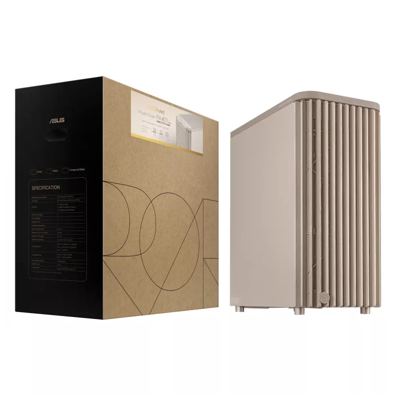 PC case ASUS ProArt PA401 Wood Edition Beige — mid-tower, metal front panel
