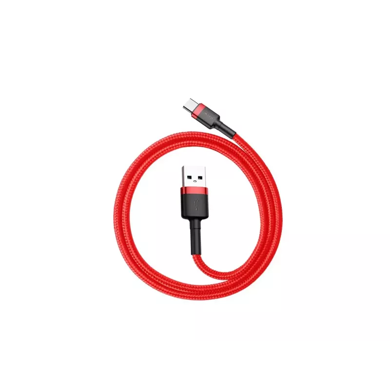 USB-A to USB-C cable Baseus Cafule — USB 2.0 A→C, QC3.0 charging support, nylon braided, red