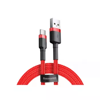 USB-A to USB-C cable Baseus Cafule — USB 2.0 A→C, QC3.0 charging support, nylon braided, red