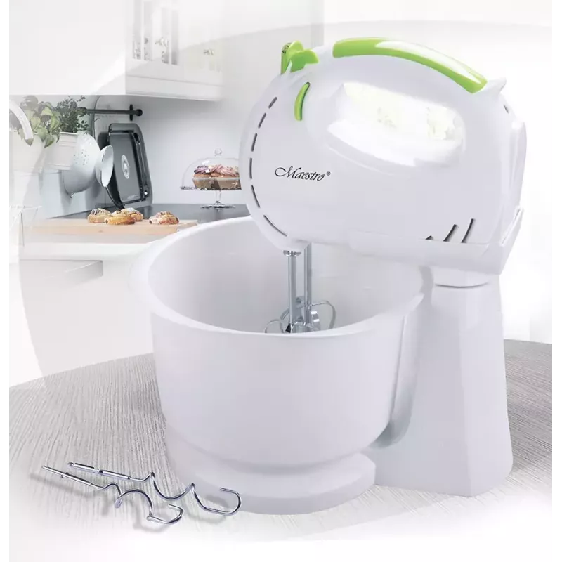 Maestro MR-551 Stand Mixer with Rotating Bowl, 600 W, Black/Steel