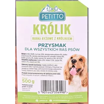 Dog snack PETITTO rice tubes with rabbit filling 500 g
