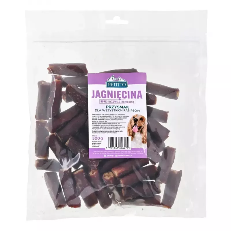 Dog treat tubes PETITTO with lamb, 500 g — complementary snack for dogs
