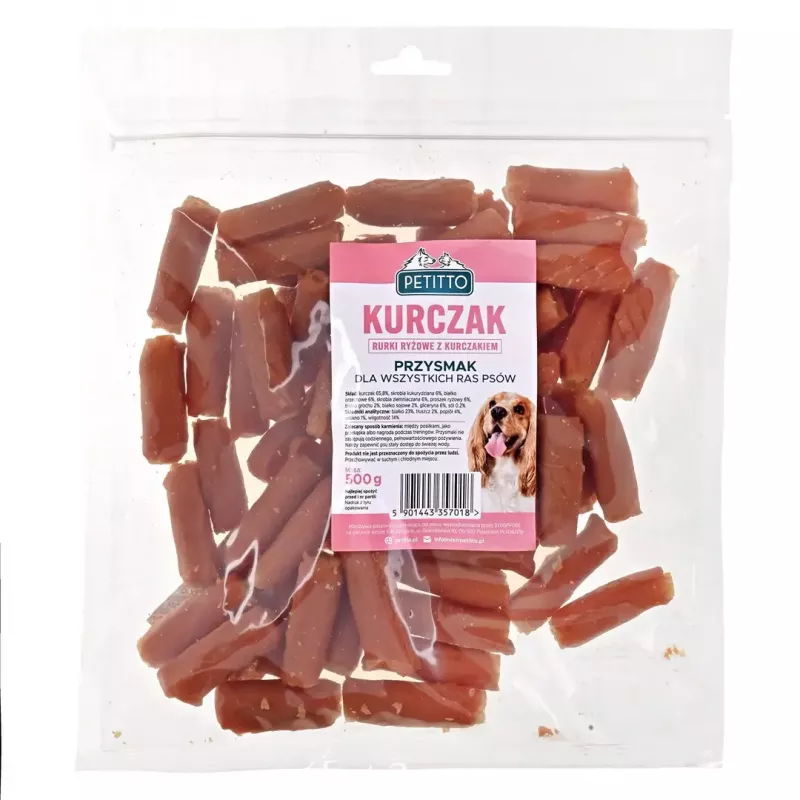 Dog treat PETITTO rice tubes with chicken 500 g