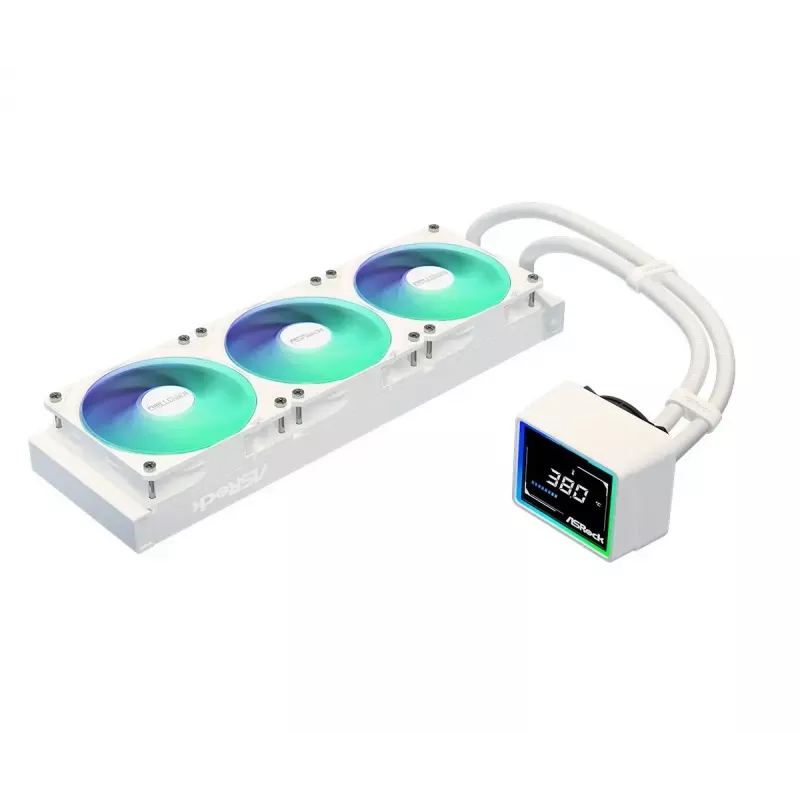 ASROCK Challenger 360 Digital ARGB White — 360mm CPU liquid cooler, digital ARGB lighting, white finish