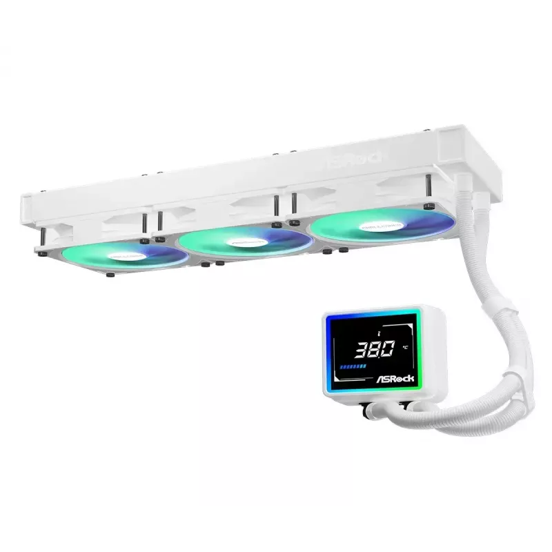 ASROCK Challenger 360 Digital ARGB White — 360mm CPU liquid cooler, digital ARGB lighting, white finish