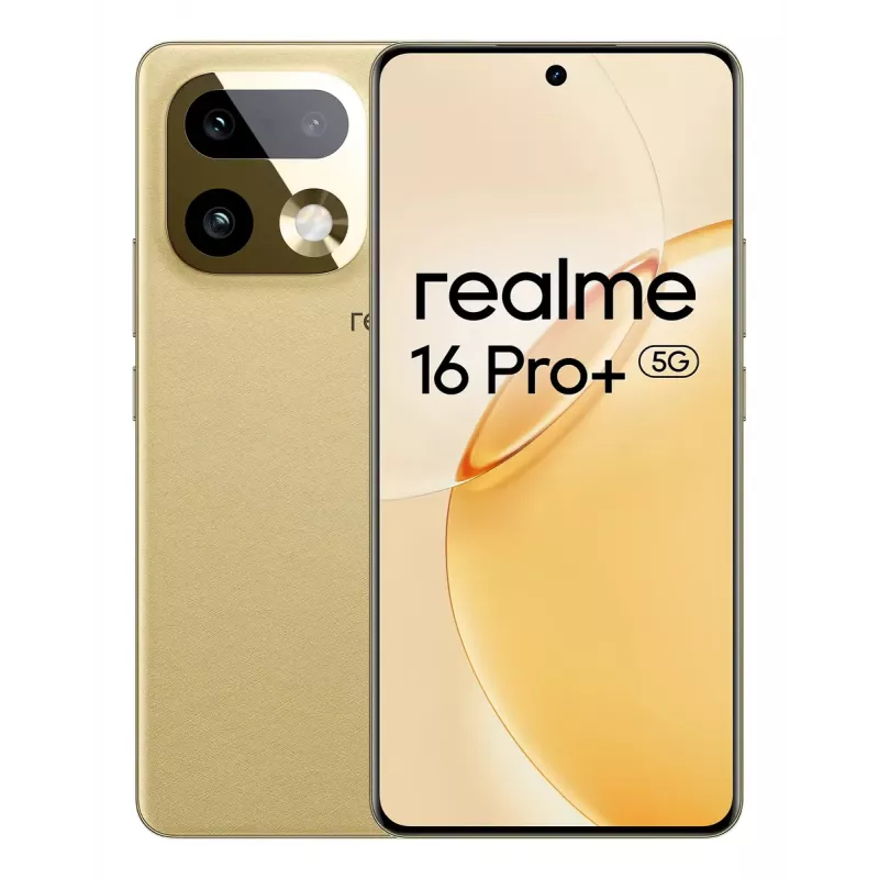 Smartphone REALME realme 16 Pro+ — 6.8 inch (17.3 cm) 1280×2800, Snapdragon 7 Gen 4, 12 GB RAM, 512 GB, 200 MP, 7000 mAh, Gold