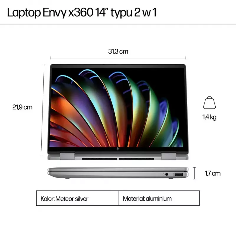 Laptop HP ENVY x360 14 inch Ryzen 7 8840HS 16GB 512GB Win11Home