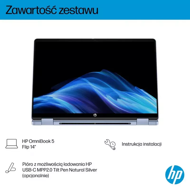 Laptop HP OmniBook 5 Flip 14-fp0004nw 14 inch Core 5 120U 16GB 512GB Win11Home Sky Blue
