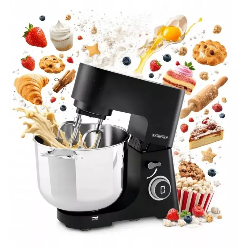 Food processor HEINRICH'S HKM 8150 — countertop multi‑function kitchen machine, black
