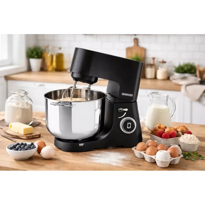 Food processor HEINRICH'S HKM 8150 — countertop multi‑function kitchen machine, black