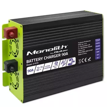 Battery Charger QOLTEC 51919 90A 12V for LiFePO4 AGM GEL SLA
