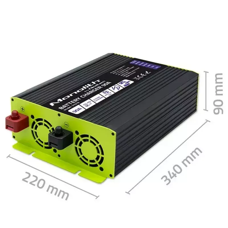 Battery Charger QOLTEC 51919 90A 12V for LiFePO4 AGM GEL SLA