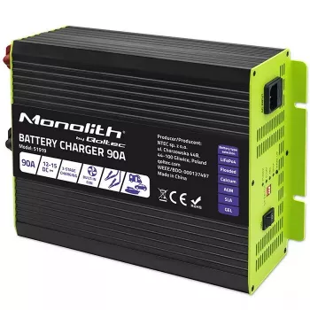 Battery Charger QOLTEC 51919 90A 12V for LiFePO4 AGM GEL SLA