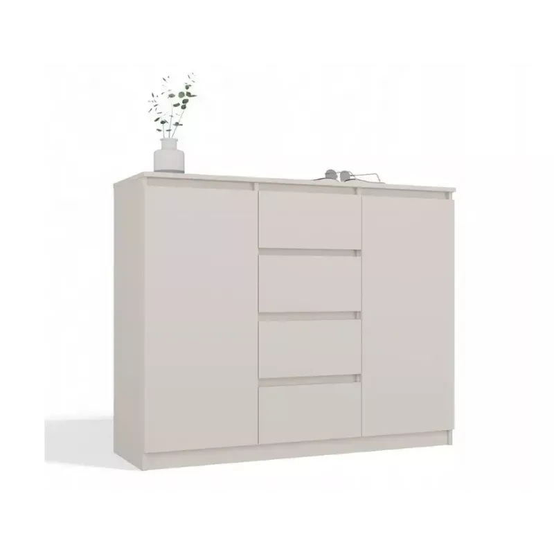 Chest of drawers with 2 doors and 4 drawers TOP E SHOP M-MP-K-MAL-2D4S/120-KASZ, cashmere, 120×40×97 cm, particle board