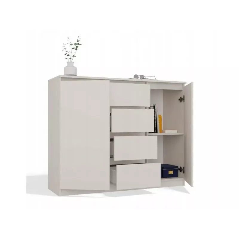 Chest of drawers with 2 doors and 4 drawers TOP E SHOP M-MP-K-MAL-2D4S/120-KASZ, cashmere, 120×40×97 cm, particle board