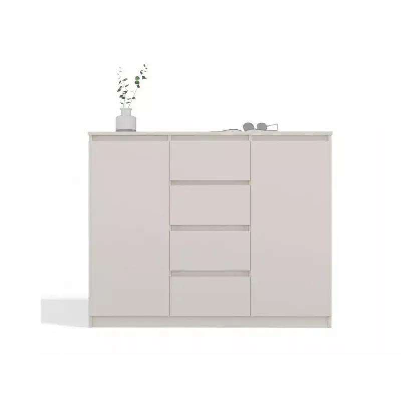 Chest of drawers with 2 doors and 4 drawers TOP E SHOP M-MP-K-MAL-2D4S/120-KASZ, cashmere, 120×40×97 cm, particle board