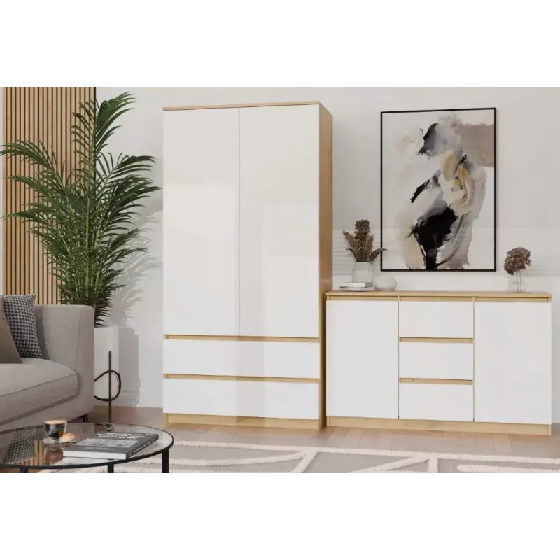 Chest of Drawers top e shop ARTISAN 2-door 3-drawer, 1200×400×750 mm, white, particle board