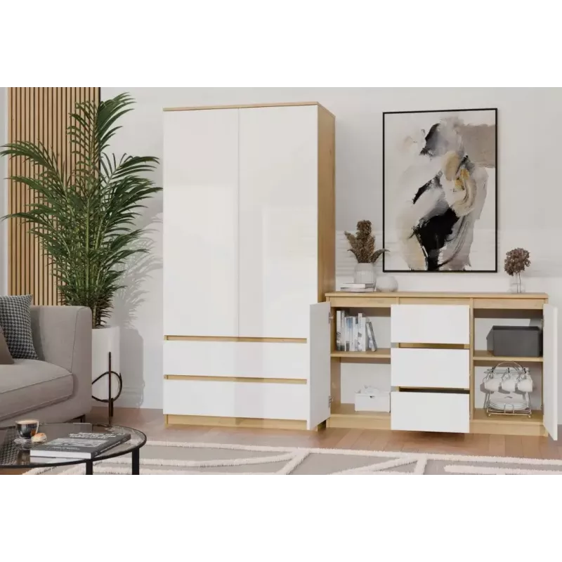 Chest of Drawers top e shop ARTISAN 2-door 3-drawer, 1200×400×750 mm, white, particle board