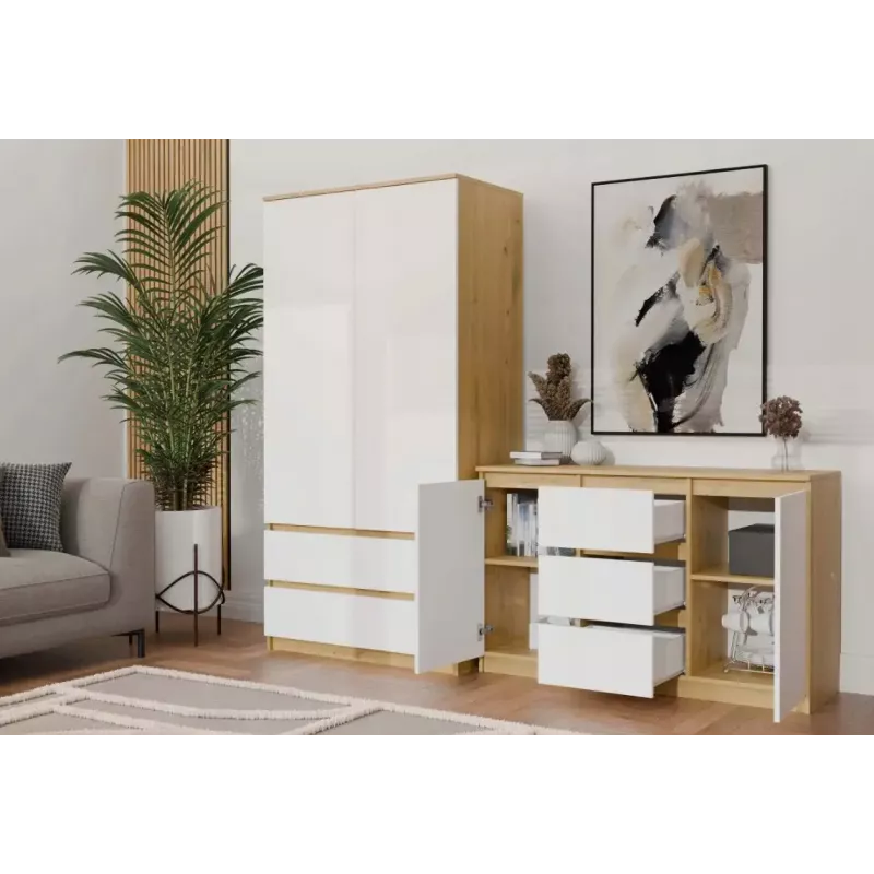 Chest of Drawers top e shop ARTISAN 2-door 3-drawer, 1200×400×750 mm, white, particle board