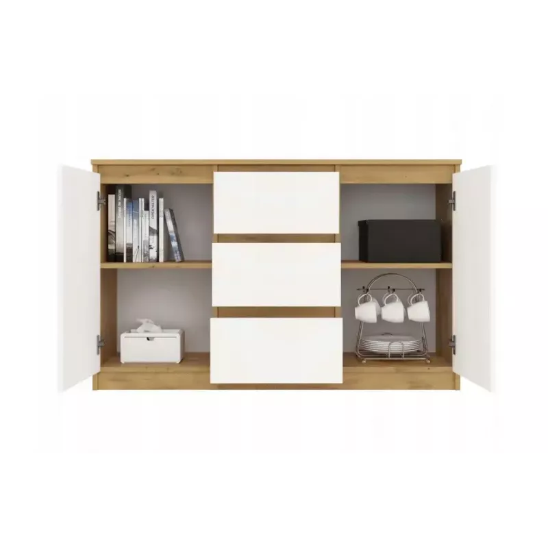 Chest of Drawers top e shop ARTISAN 2-door 3-drawer, 1200×400×750 mm, white, particle board