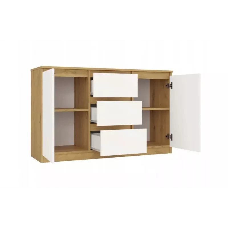 Chest of Drawers top e shop ARTISAN 2-door 3-drawer, 1200×400×750 mm, white, particle board