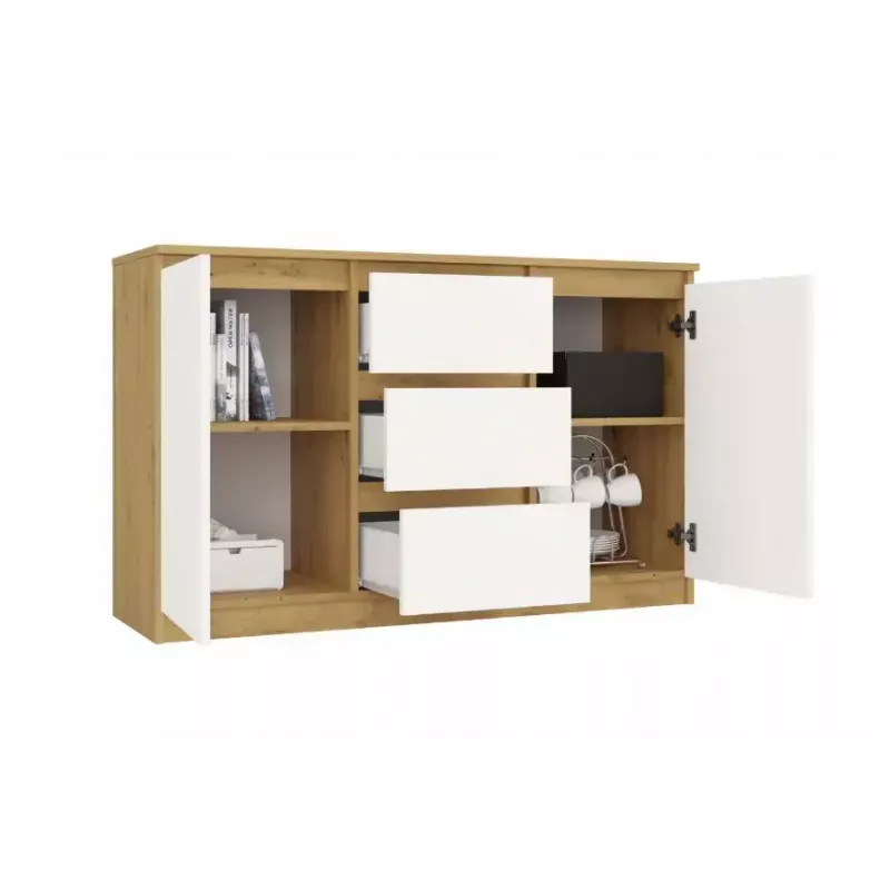 Chest of Drawers top e shop ARTISAN 2-door 3-drawer, 1200×400×750 mm, white, particle board